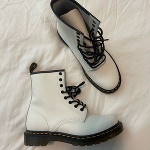 White Dr. Martens 1460 smooth leather lace up boots